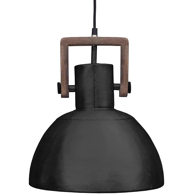 Duża czarna lampa wisząca loft Ashby drewno